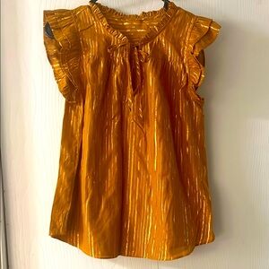 Gold Striped Top w:Flutter Sleeves